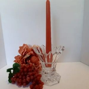 Vintage Cut Glass Clear Candle Holder